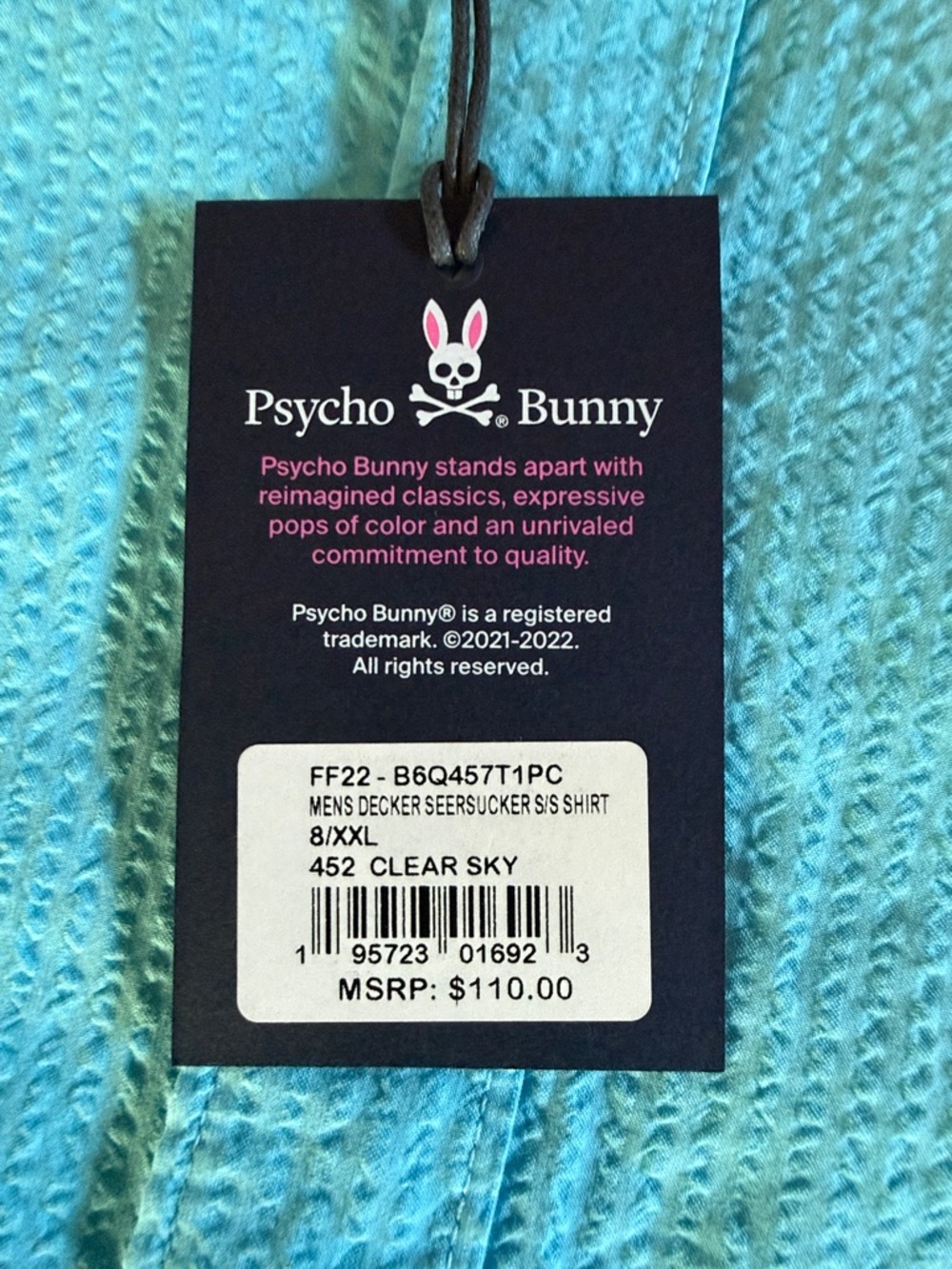 Psycho Bunny Aqua Button-Down Short Sleeve Shirt - Picture 2 of 2